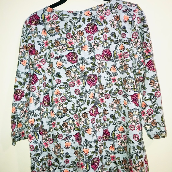 |J Jill| Blue Floral Pattern Shirt 3/4 Sleeve Sz M - Picture 2 of 4